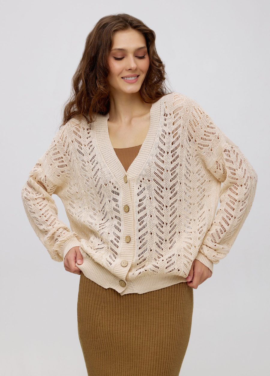 NATURE openwork cardigan made of linen and cotton, summer with buttons 5059-Collections_Jackets & Cardigans_3