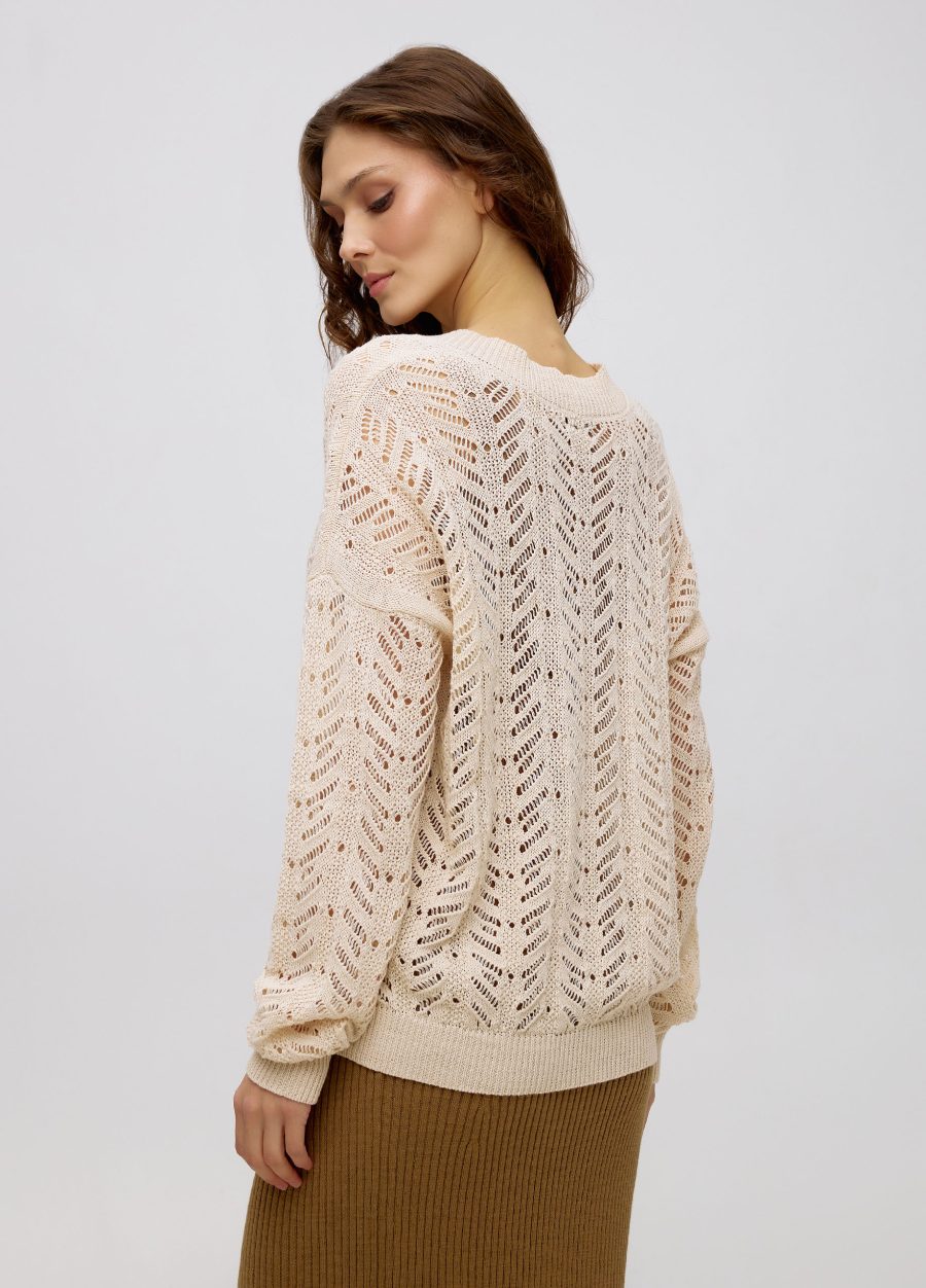 NATURE openwork cardigan made of linen and cotton, summer with buttons 5059-Collections_Jackets & Cardigans_5
