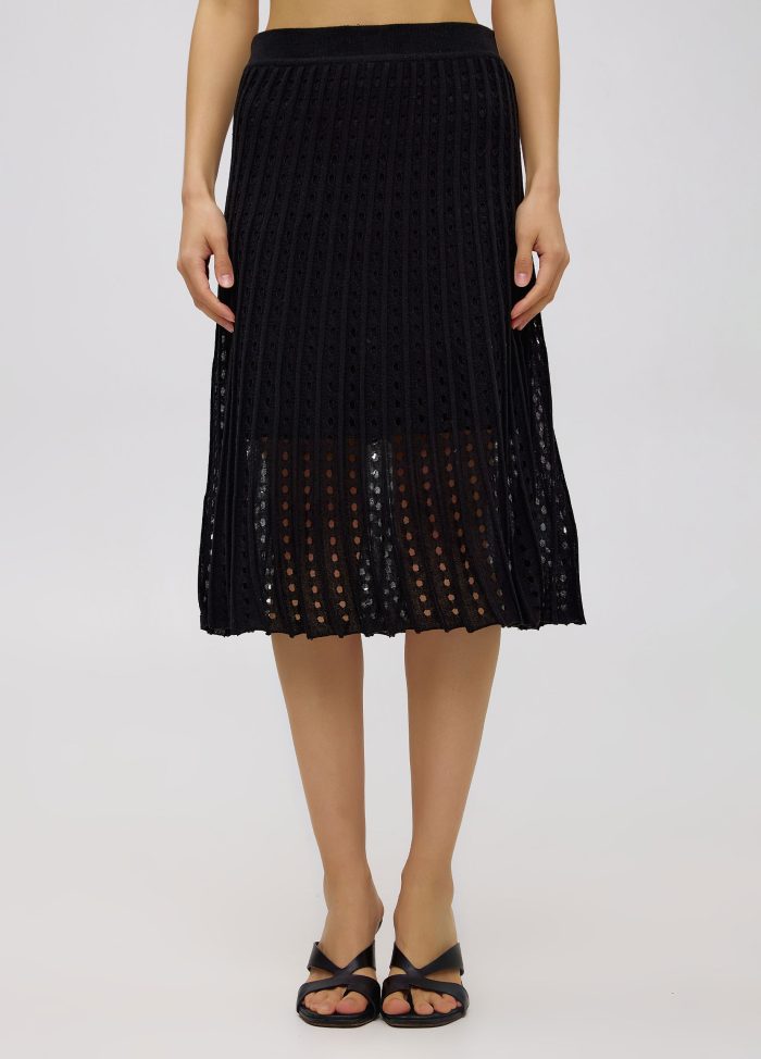 SKIRT BLACK summer cotton with perforations 4070-1