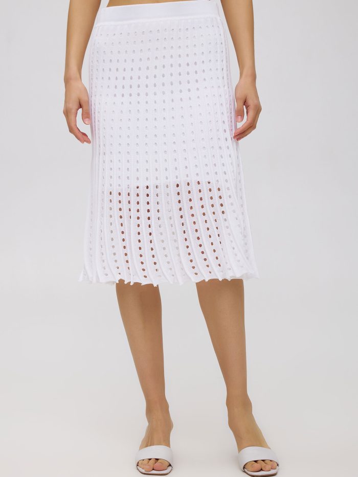 SKIRT WHITE summer 100% cotton with perforation 4070-1