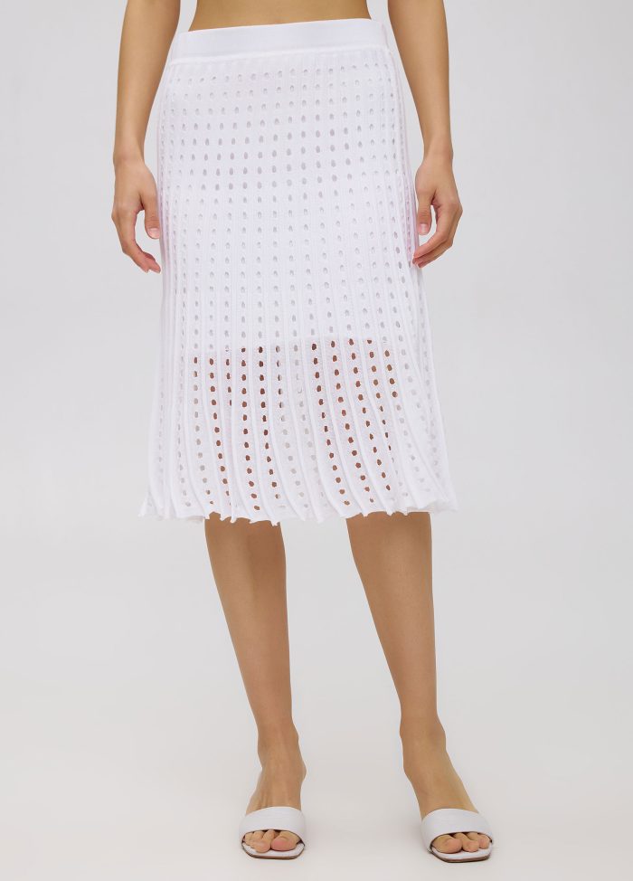 SKIRT WHITE summer 100% cotton with perforation 4070-1