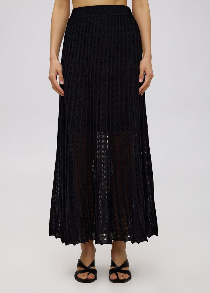 SKIRT BLACK summer women's cotton with perforations 4070-2