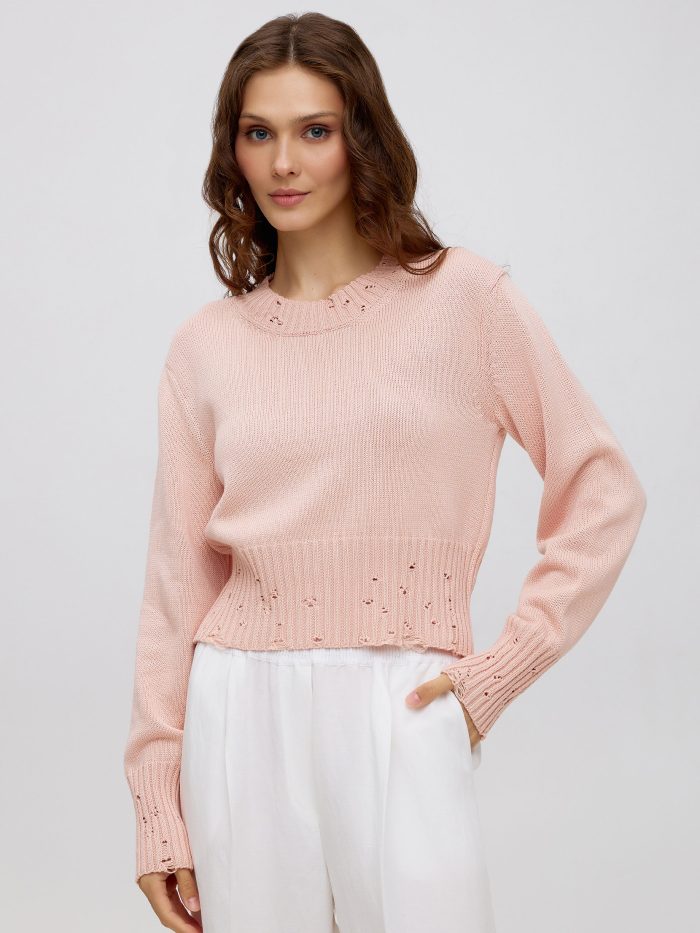 Jumper pink shortened from semi-cotton 5004