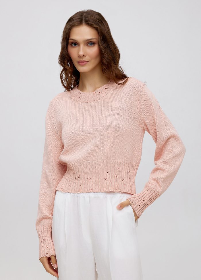 Jumper pink shortened from semi-cotton 5004