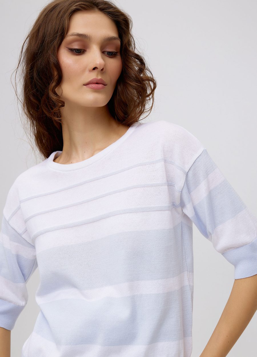 Jumper made of 100% cotton with white and blue stripes 5016-Collections_Ready to Wear_2