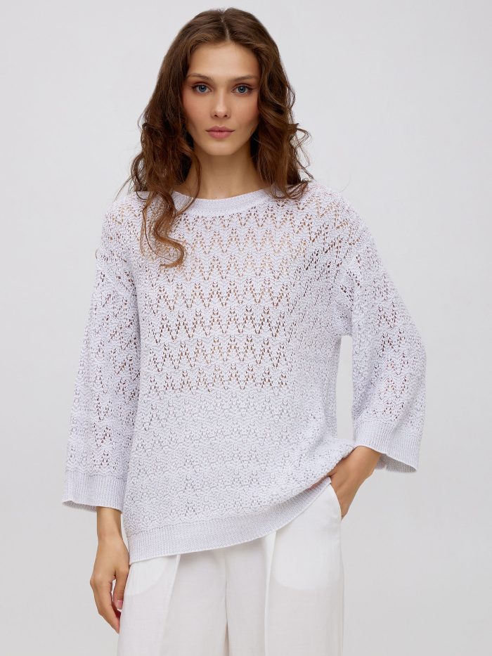 JUMPER WHITE AND GREY made of cotton 5022