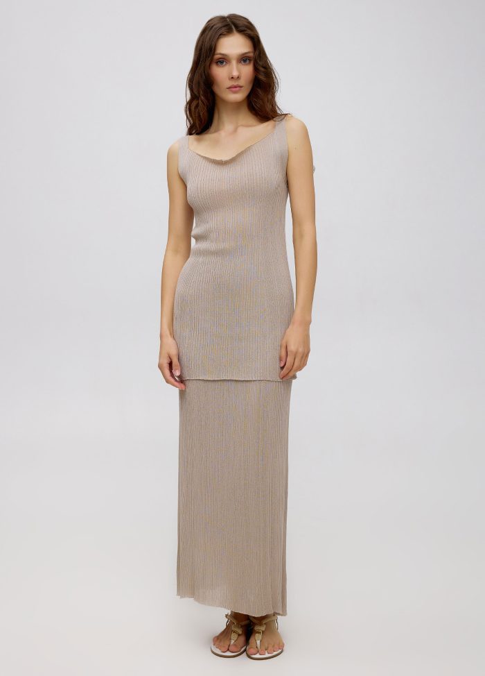 DRESS BEIGE summer suit with skirt 5027