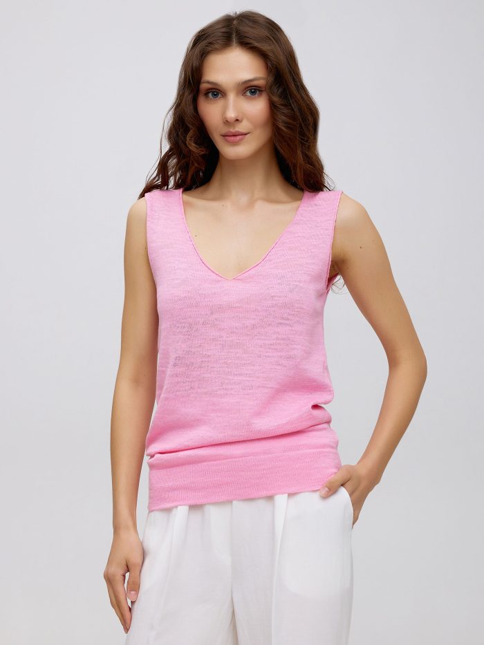 Pink T-shirt made of linen 5031