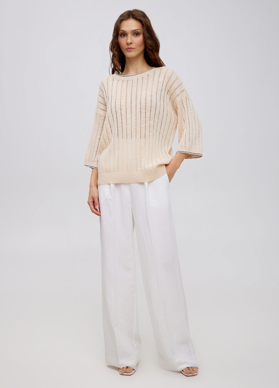 JUMPER BEIGE knitted from linen and cotton 5032-Collections_Ready to Wear_5