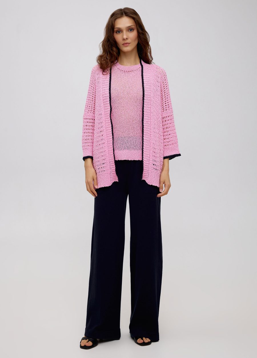 CARDIGAN PINK lightweight knitted made of linen and cotton 5036-Collections_Jackets & Cardigans_3