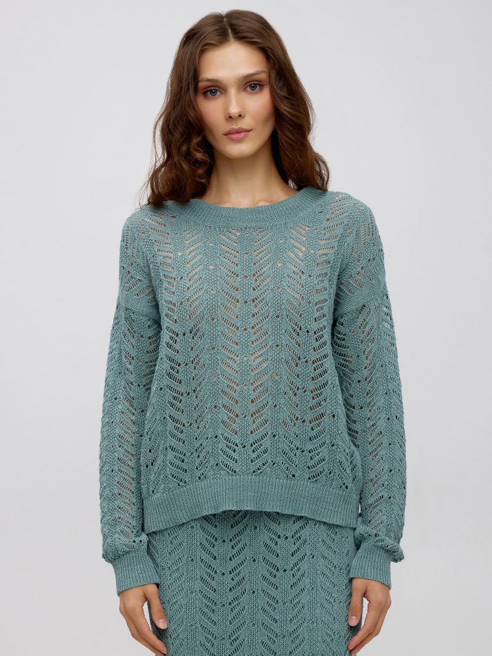 Summer openwork jumper made of linen and cotton 5040