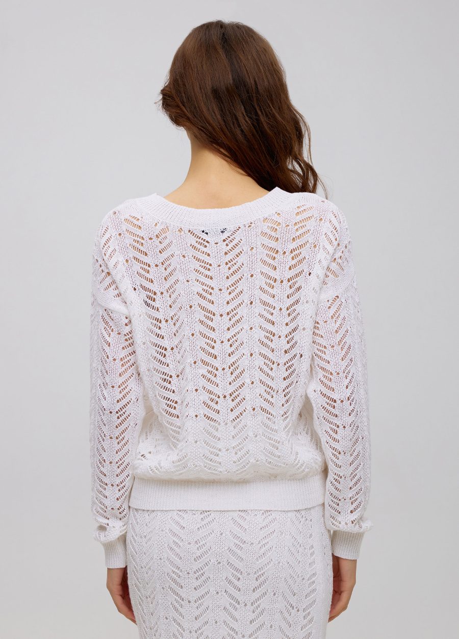 Jumper white summer openwork made of linen and cotton 5040-Collections_Ready to Wear_4