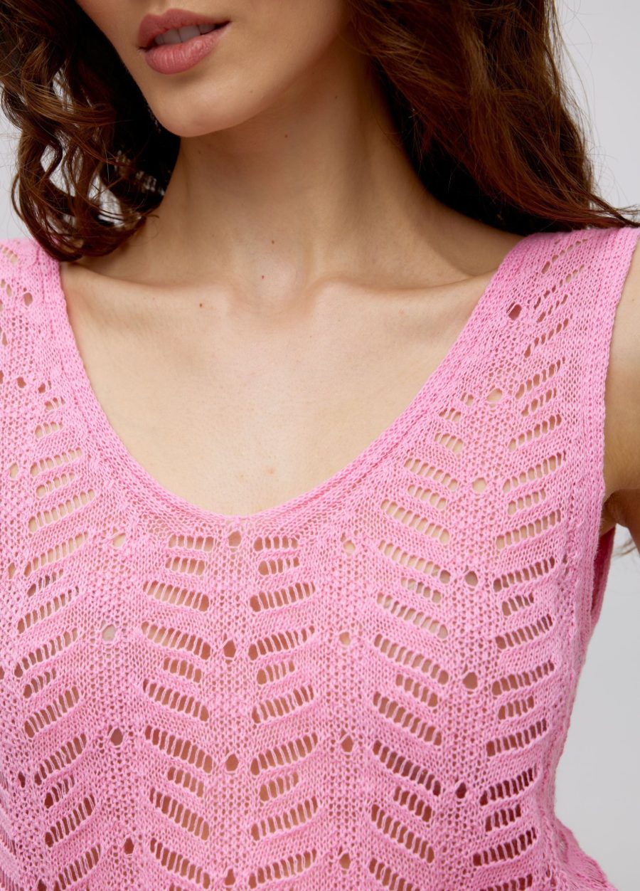 T-SHIRT PINK openwork made of cotton and linen 5048-Collections_Ready to Wear_2