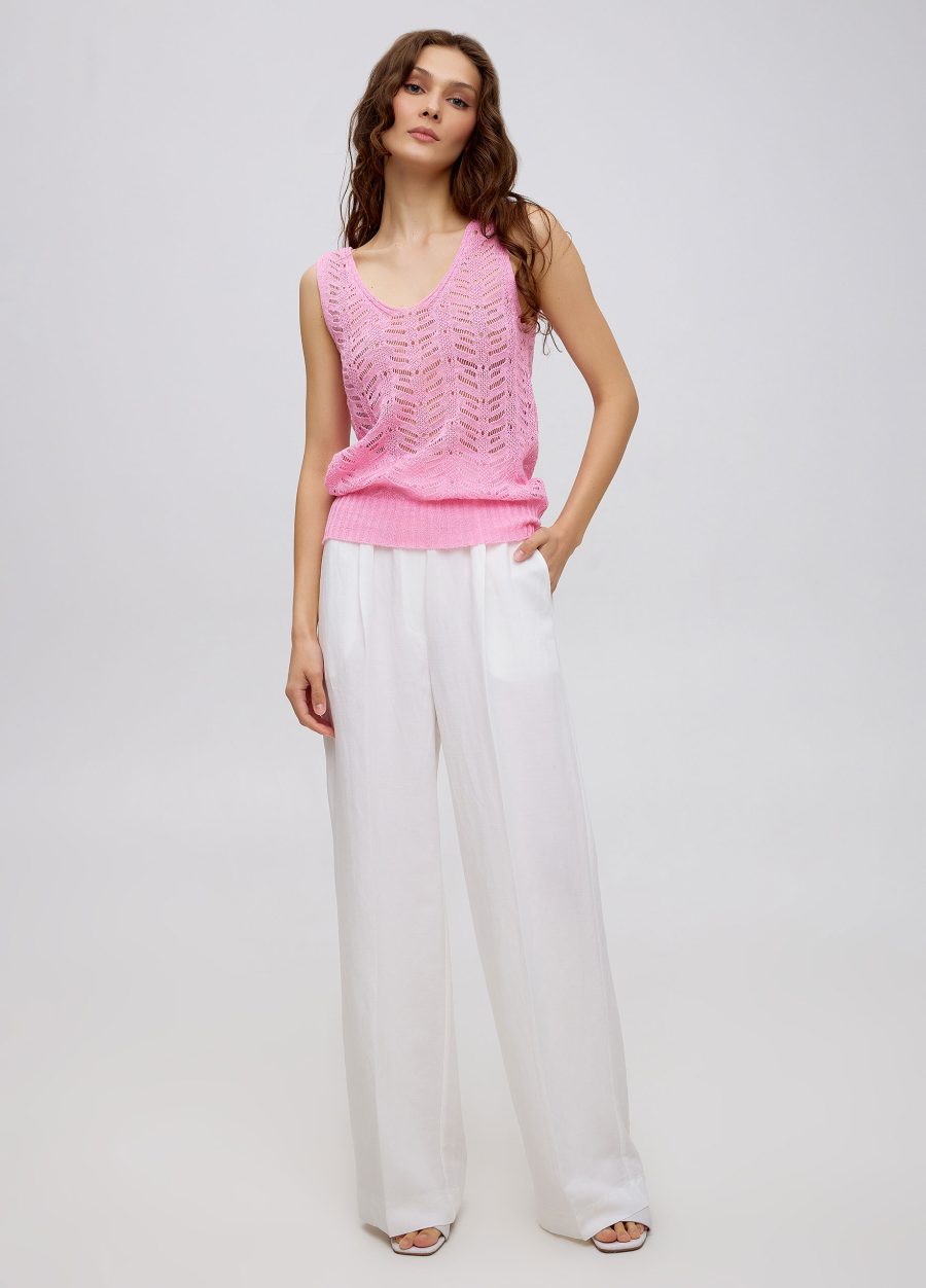 T-SHIRT PINK openwork made of cotton and linen 5048-Collections_Ready to Wear_4