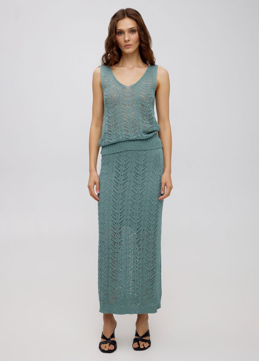 T-SHIRT EUCALYPTUS openwork cotton and linen 5048-Collections_Ready to Wear_3