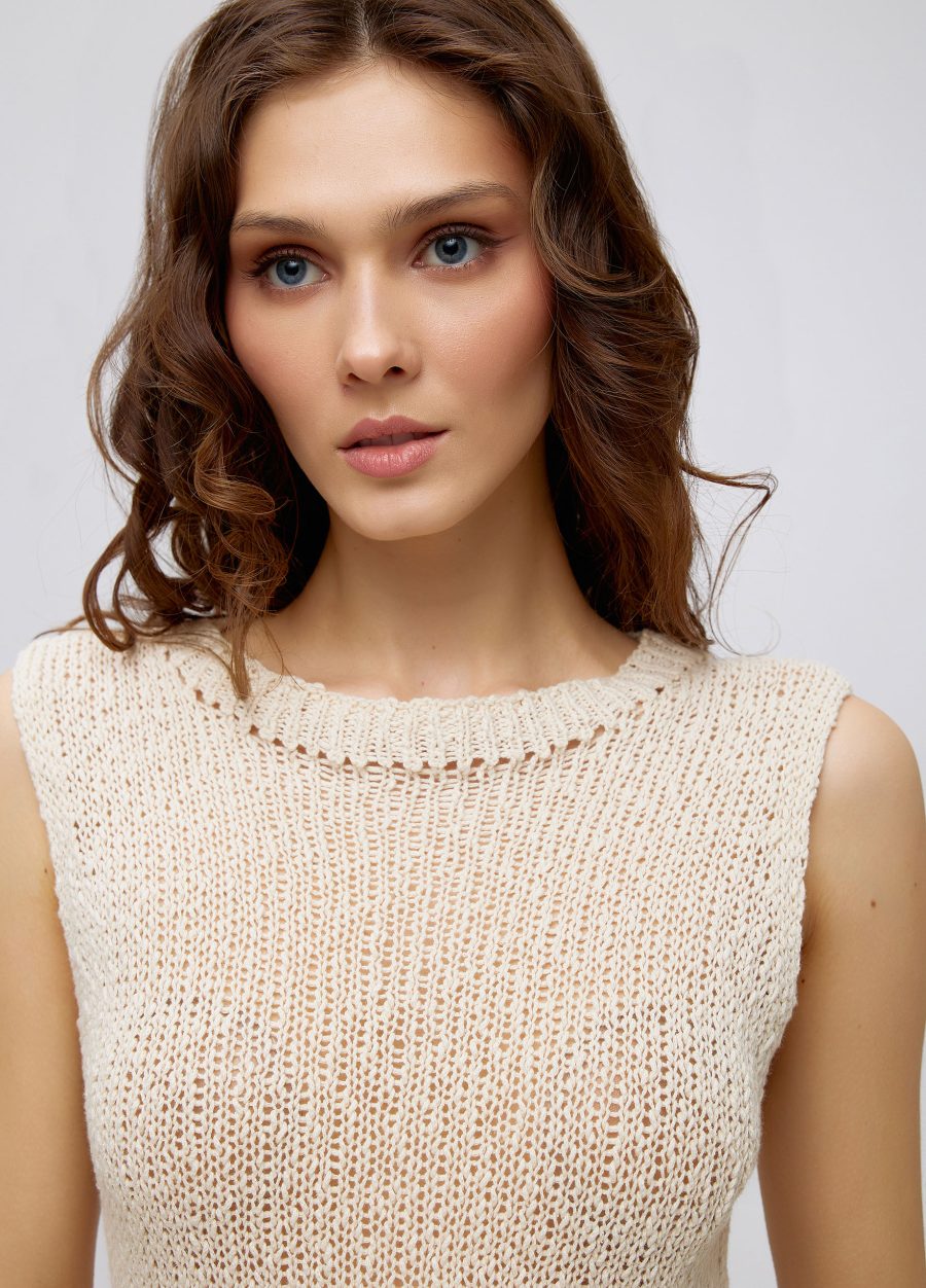 Beige T-shirt knitted from linen and cotton 5053-Collections_Ready to Wear_2