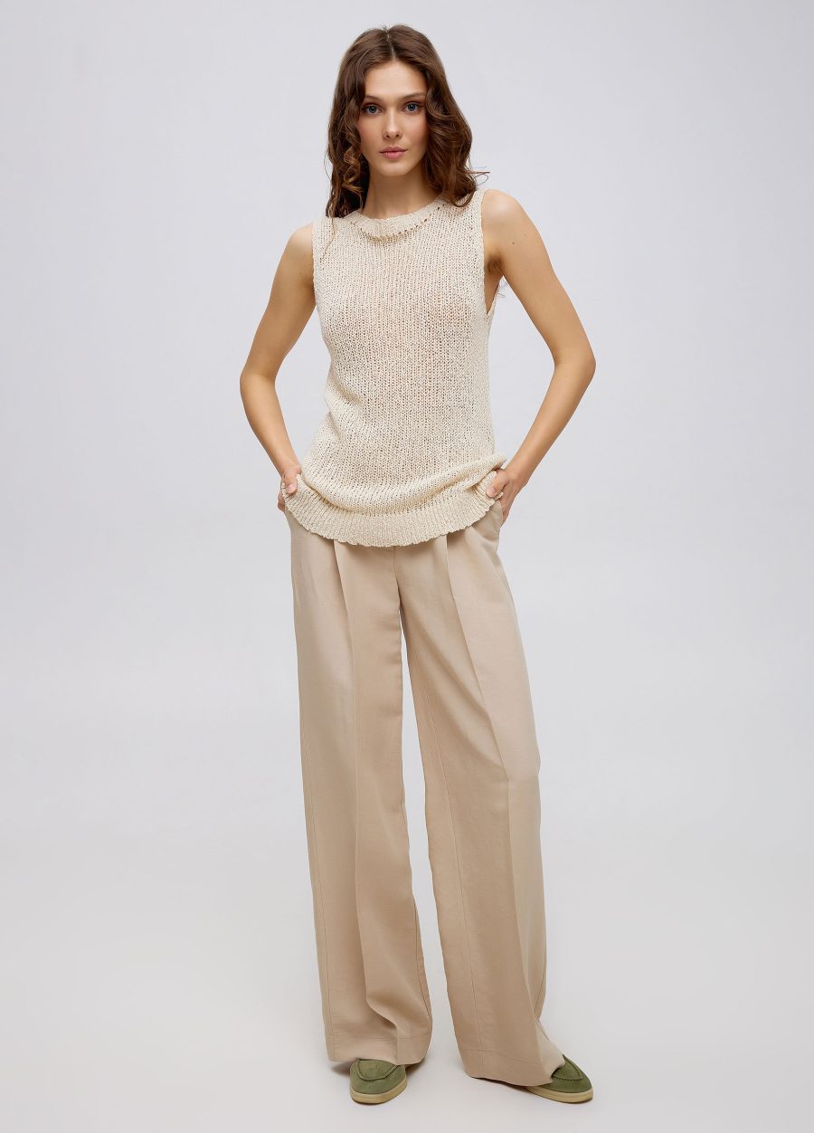 Beige T-shirt knitted from linen and cotton 5053-Collections_Ready to Wear_6