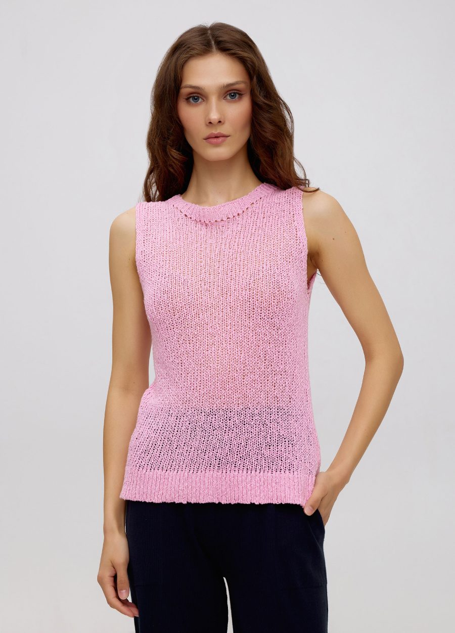 Pink T-shirt knitted from linen and cotton 5053-Collections_Ready to Wear_1