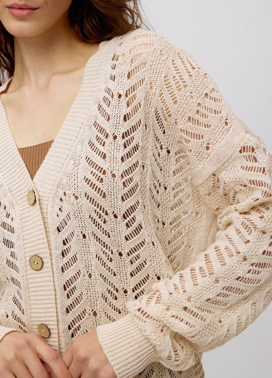 NATURE openwork cardigan made of linen and cotton, summer with buttons 5059-Collections_Jackets & Cardigans_2