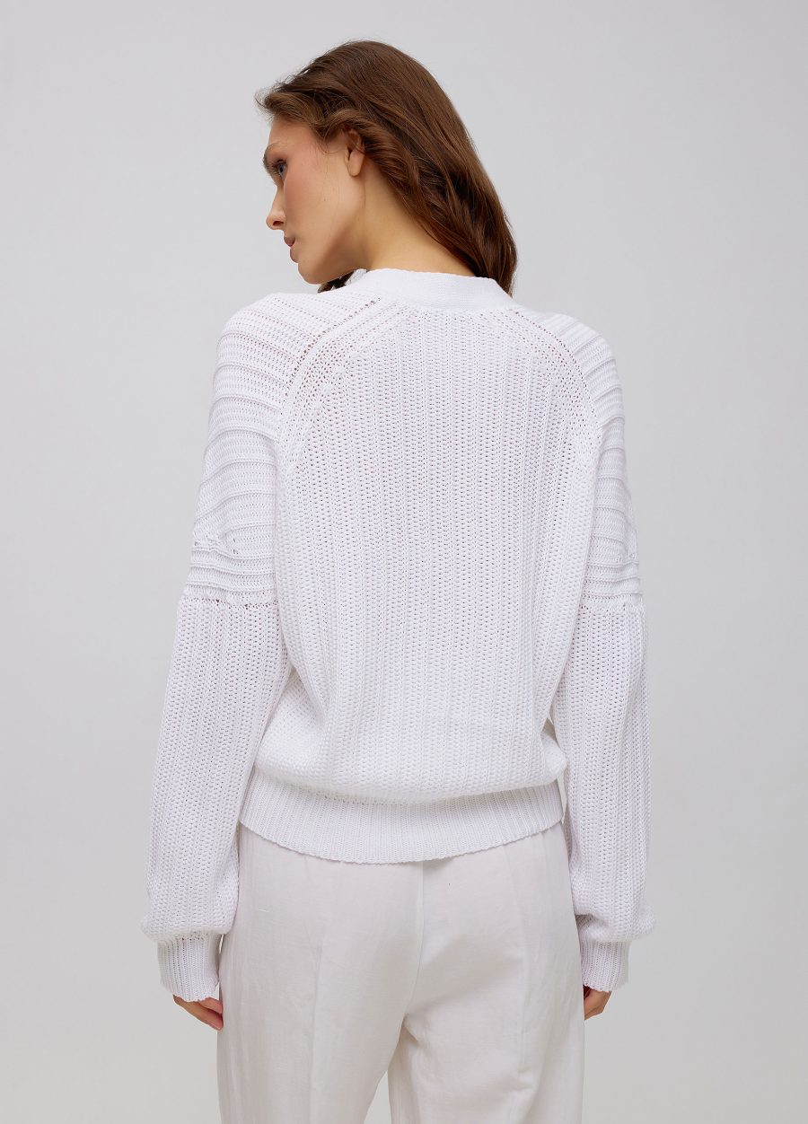 White cardigan with buttons made of cotton 5062-Collections_Jackets & Cardigans_4