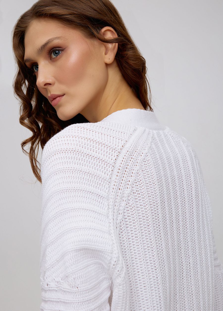 White cardigan with buttons made of cotton 5062-Collections_Jackets & Cardigans_3