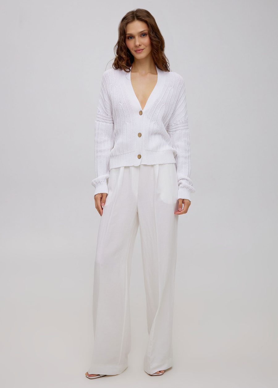 White cardigan with buttons made of cotton 5062-Collections_Jackets & Cardigans_5