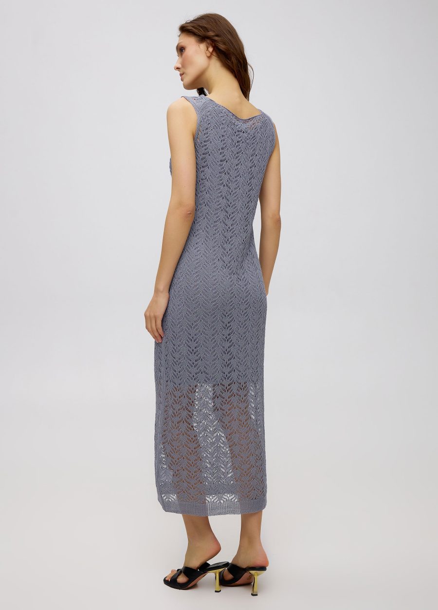 GRAY-BLUE linen openwork summer dress 5063-Collections_Dresses_4