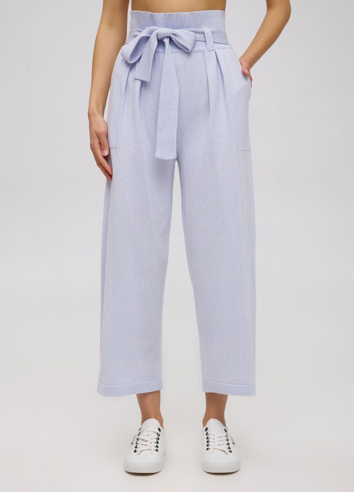 PANTS BLUE culottes made of 100% cotton with a wide waistband 5066