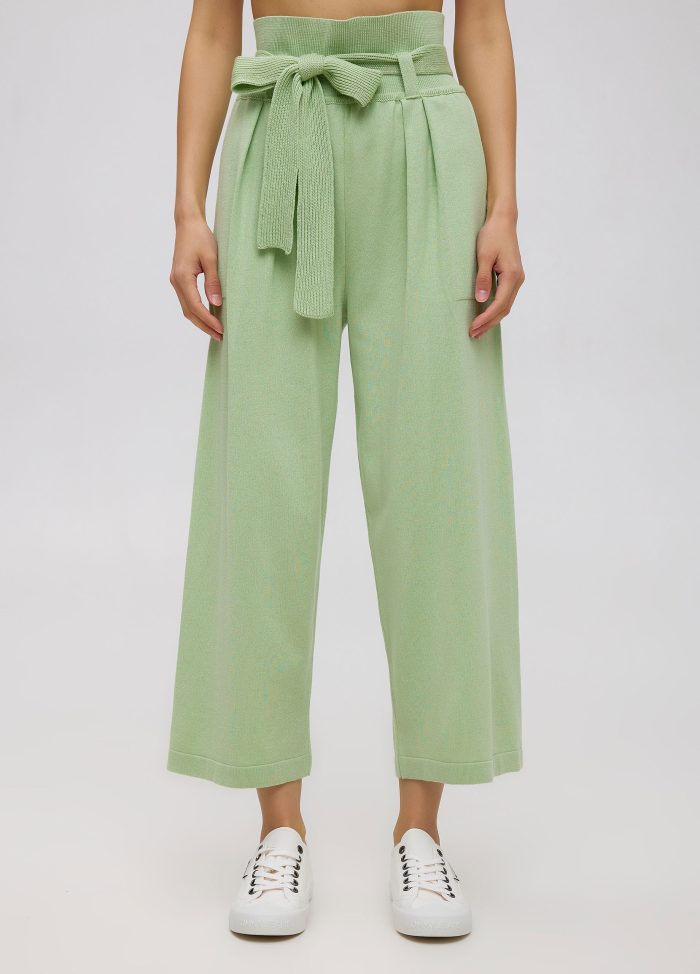 PANTS GREEN culottes made of 100% cotton with a wide waistband 5066