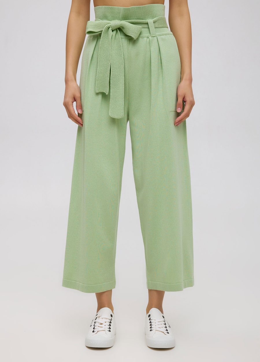 PANTS GREEN culottes made of 100% cotton with a wide waistband 5066-Collections_Ready to Wear_1