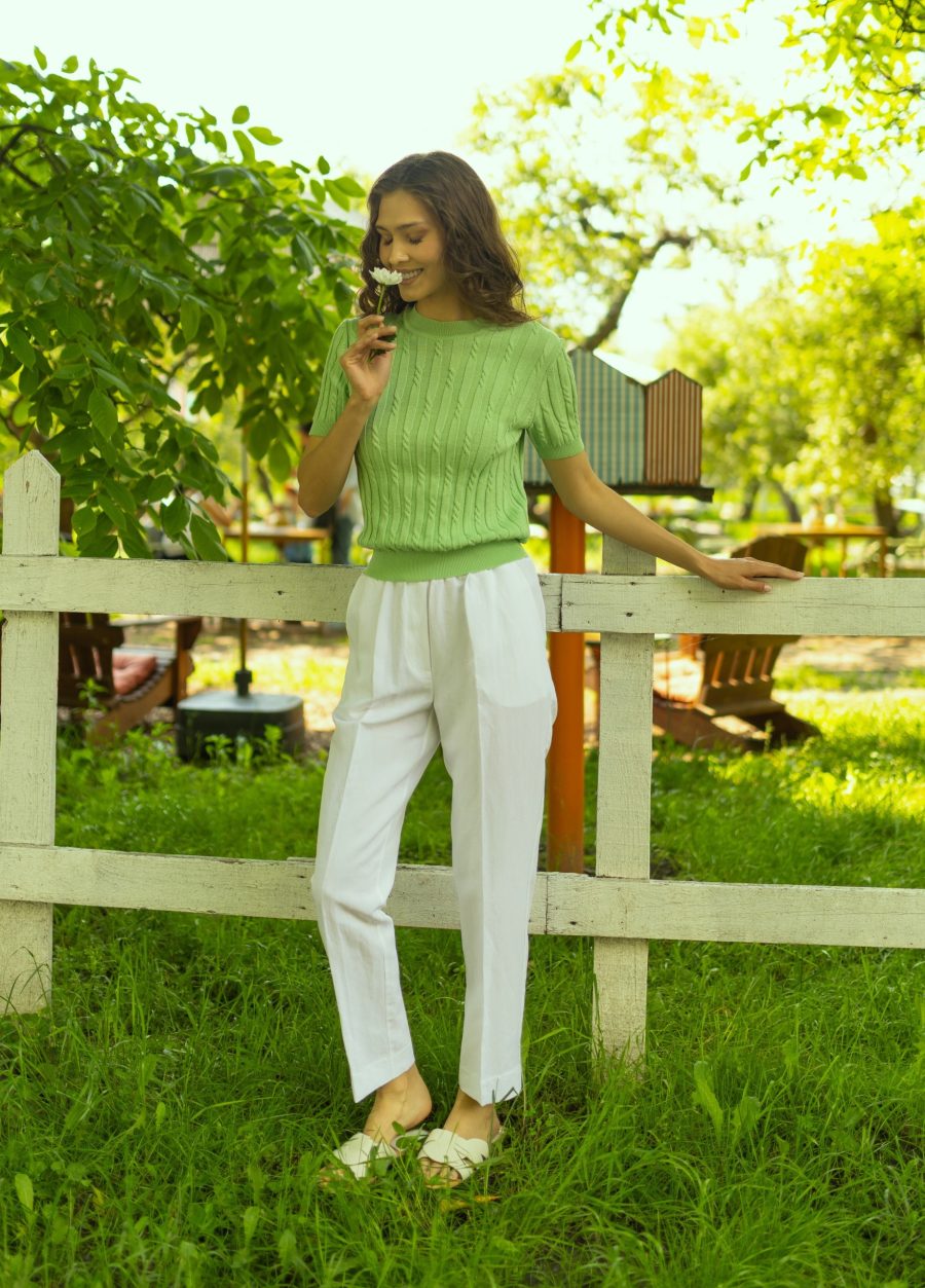 PANTS WHITE viscose and linen with elastic band 5014-Collections_Ready to Wear_5
