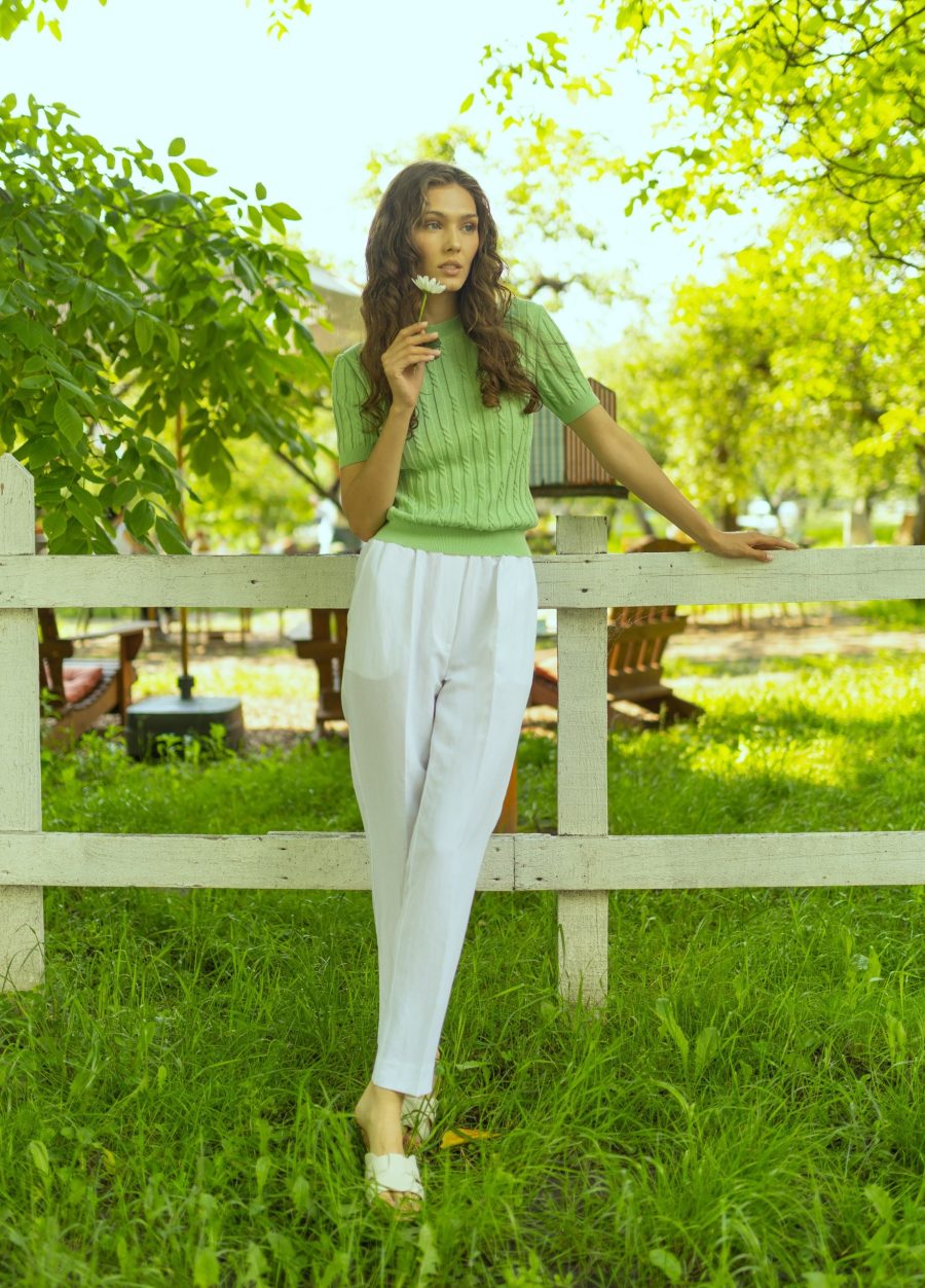 PANTS WHITE viscose and linen with elastic band 5014-Collections_Ready to Wear_9