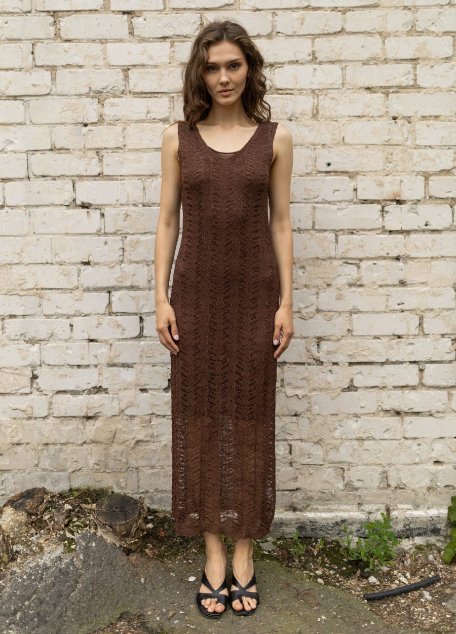 DRESS BROWN summer openwork made of viscose 5063-Collections_Dresses_2