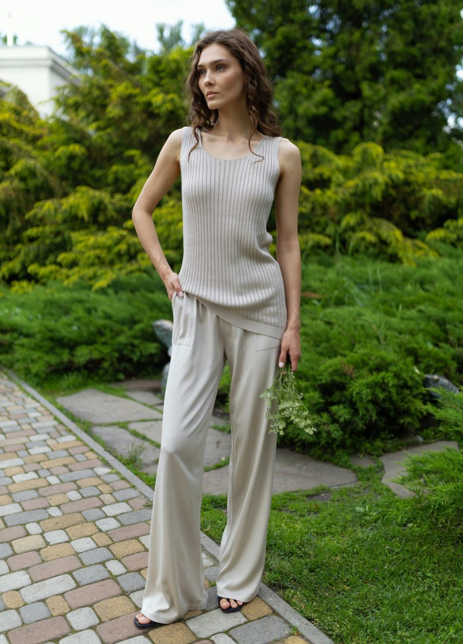 PANTS BEIGE viscose with elasticated pockets 5079-Collections_Ready to Wear_4