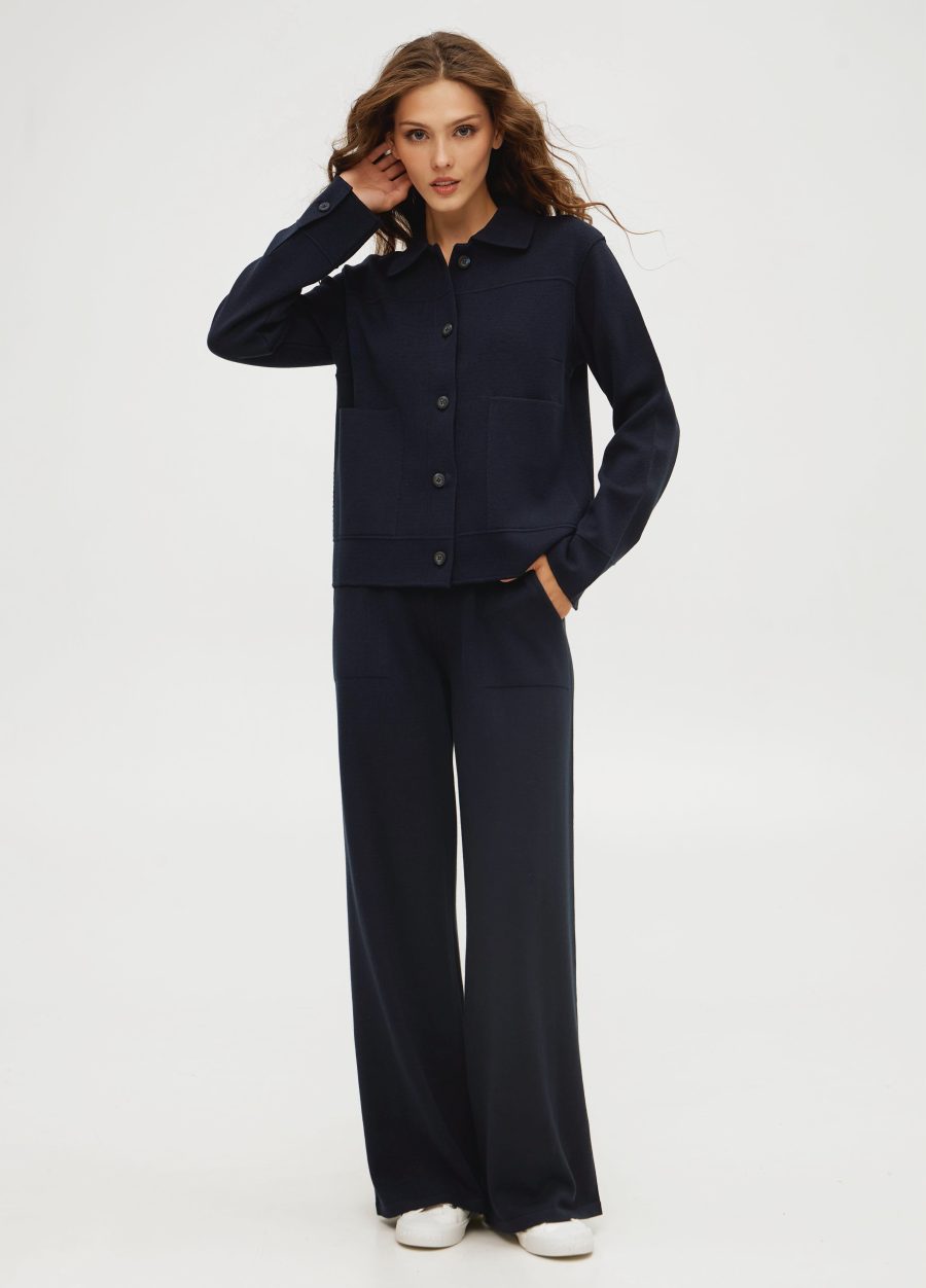 JACKET BLUE with turn-down collar 4001-Jackets & Cardigans_Ready to Wear_4