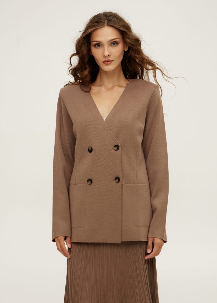 JACKET MOCHA double-breasted knitted for women 5010
