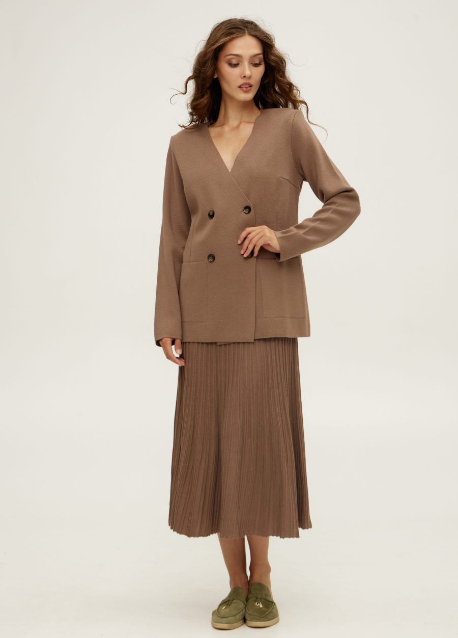 JACKET MOCHA double-breasted knitted for women 5010-Collections_Jackets & Cardigans_5