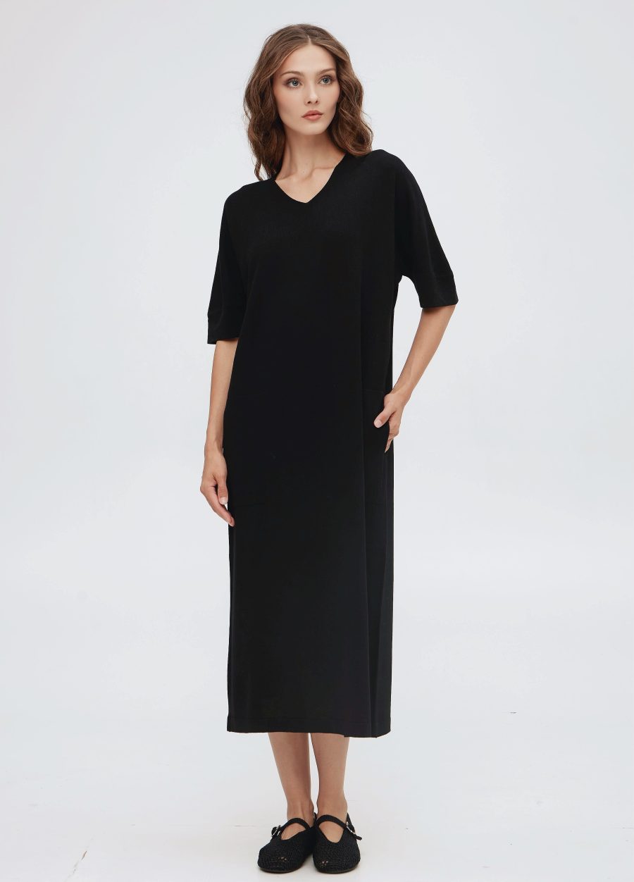 DRESS BLACK knitted straight cut 5093-Collections_Dresses_5