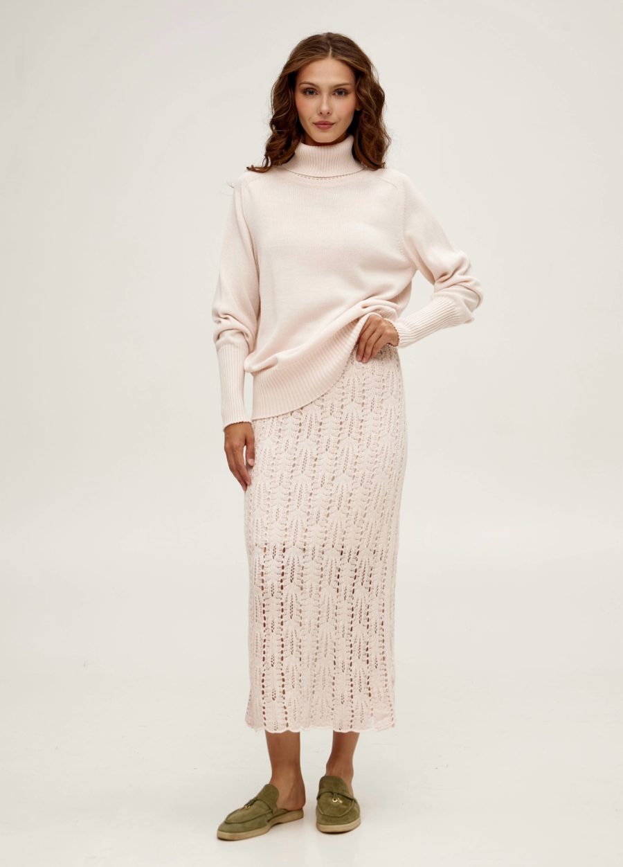 CREAM MIDI SKIRT with openwork pattern 5101-Collections_Fall-Winter_5