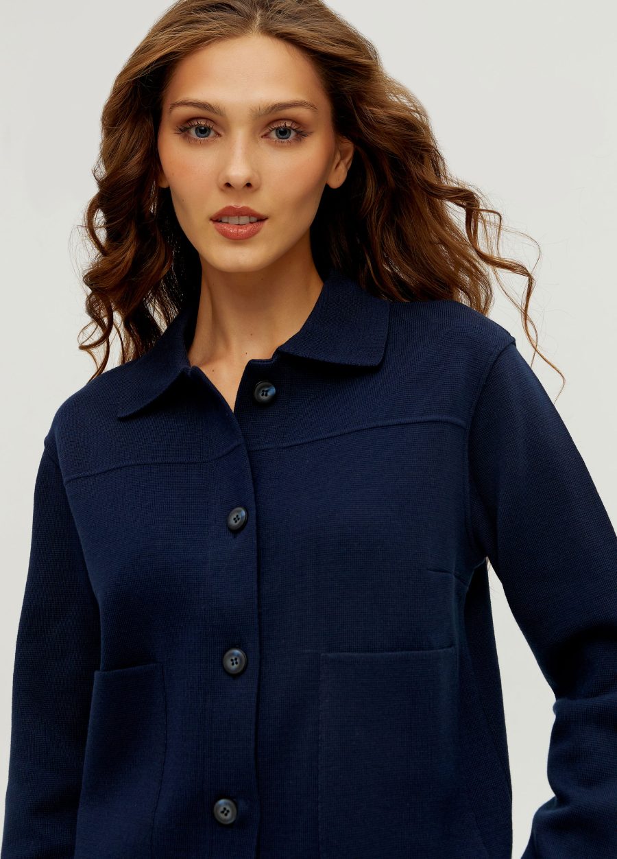 JACKET BLUE with turn-down collar 4001-Jackets & Cardigans_Ready to Wear_2
