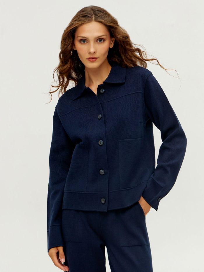 JACKET BLUE with turn-down collar 4001
