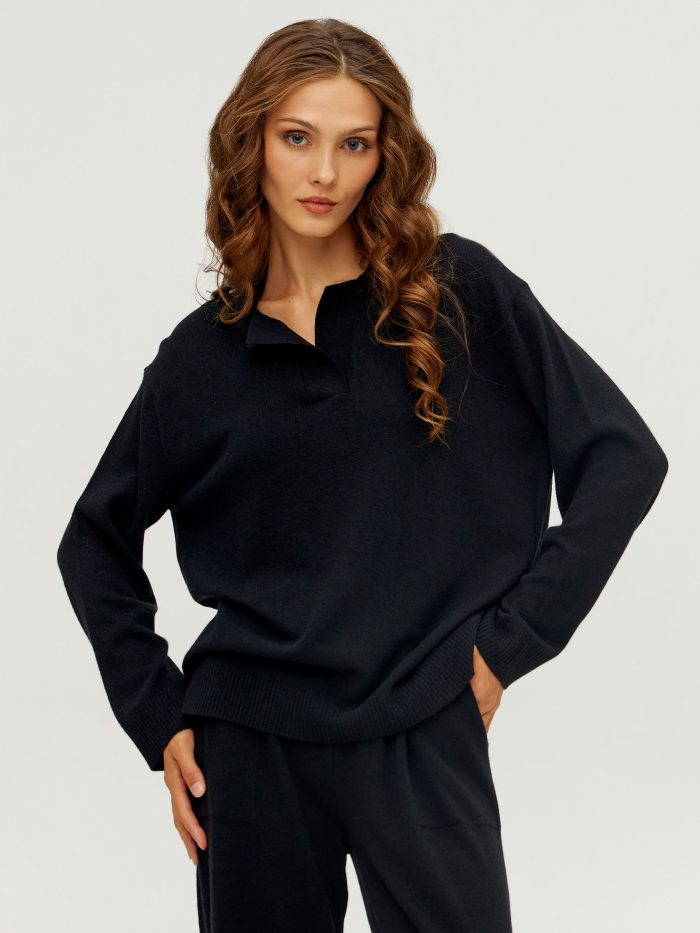 JUMPER BLACK polo 100% lambswool polo 5122