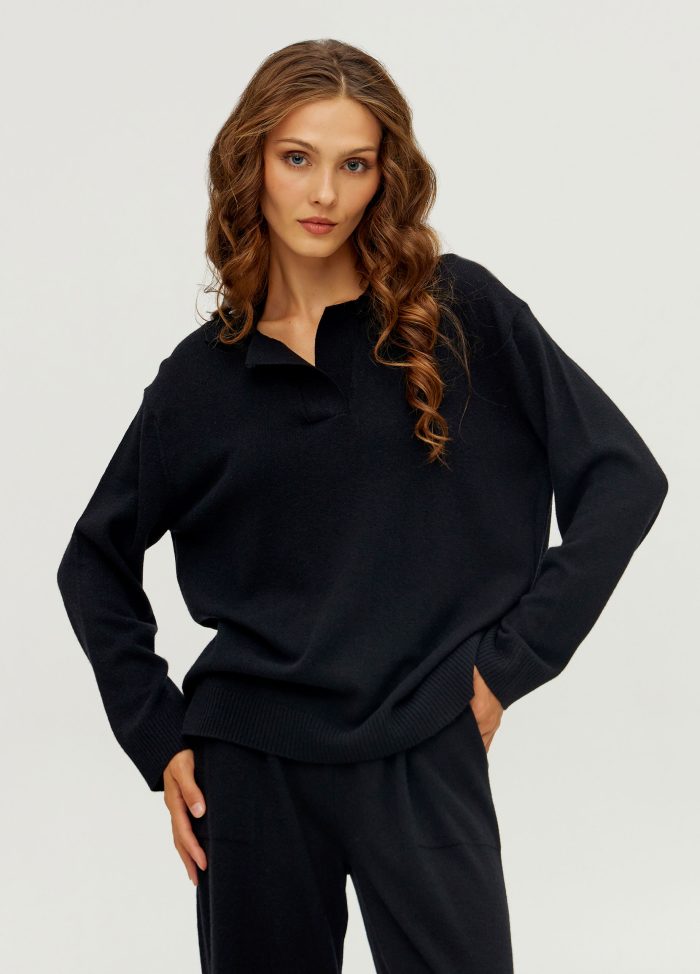 JUMPER BLACK polo 100% lambswool polo 5122