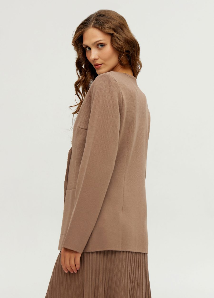 JACKET MOCHA double-breasted knitted for women 5010-Collections_Jackets & Cardigans_6