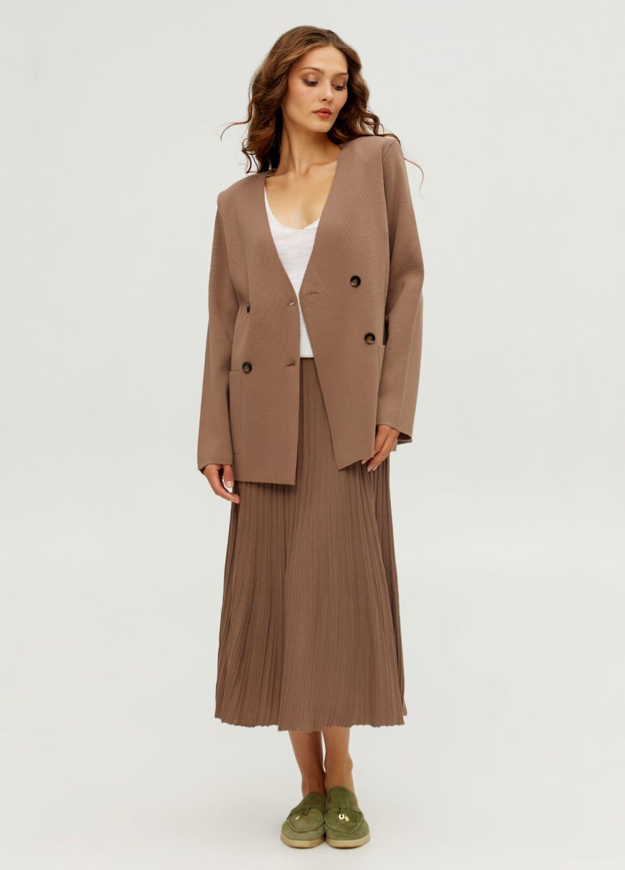 JACKET MOCHA double-breasted knitted for women 5010-Collections_Jackets & Cardigans_8