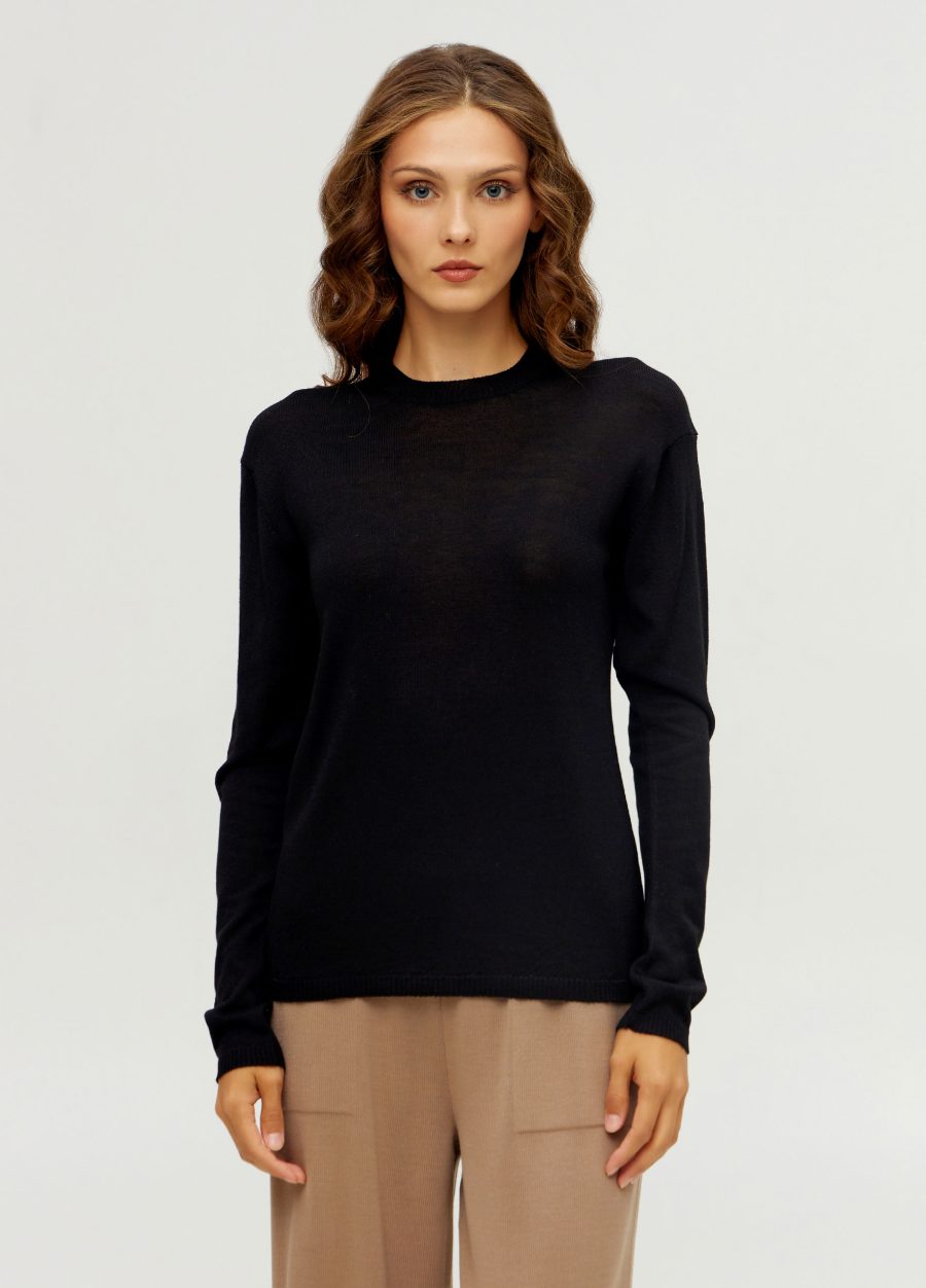 BLACK SWEATSHIRT women's knit long-sleeve merino wool 5085-Collections_Essentials_4