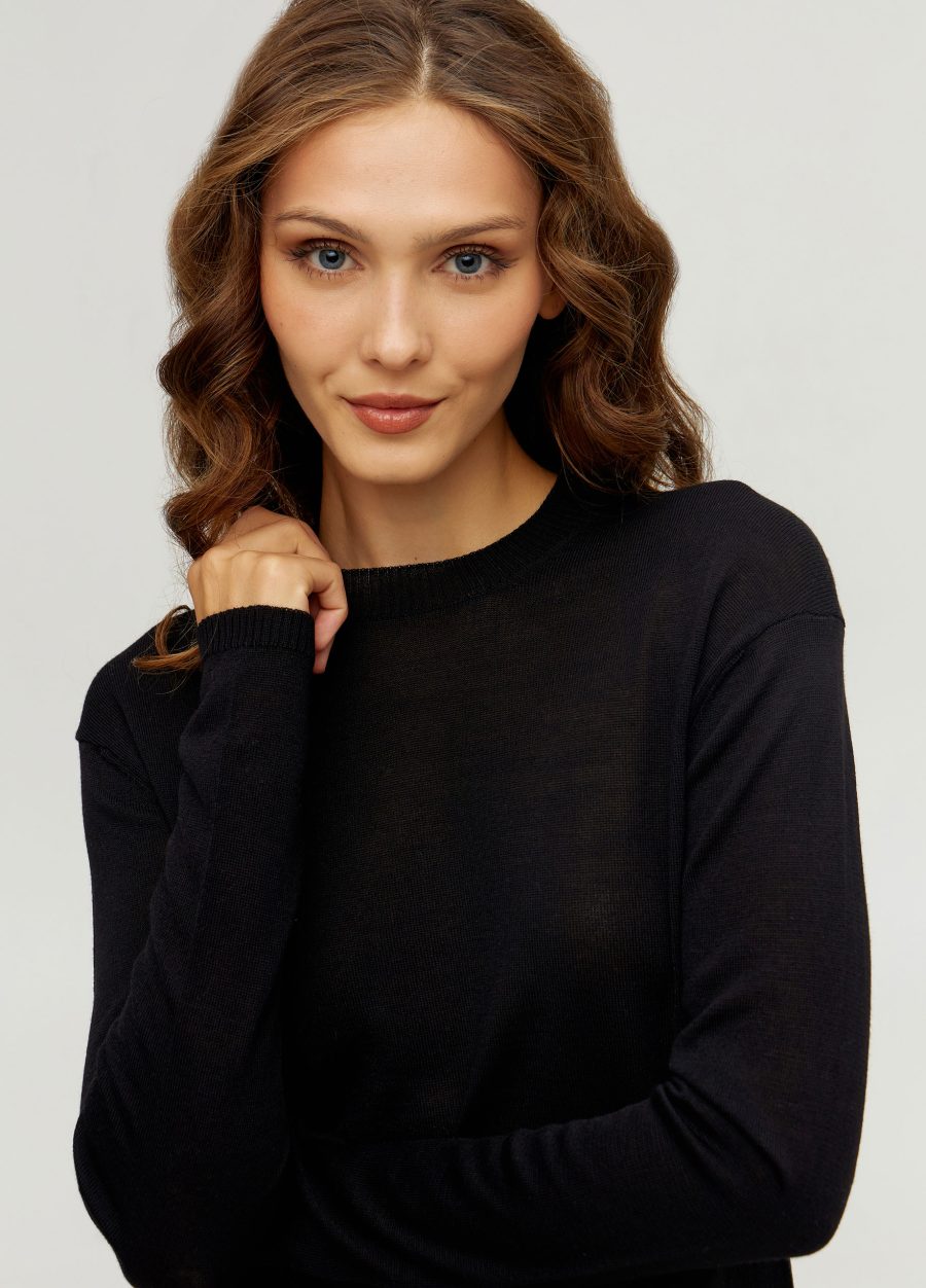 BLACK SWEATSHIRT women's knit long-sleeve merino wool 5085-Collections_Essentials_2