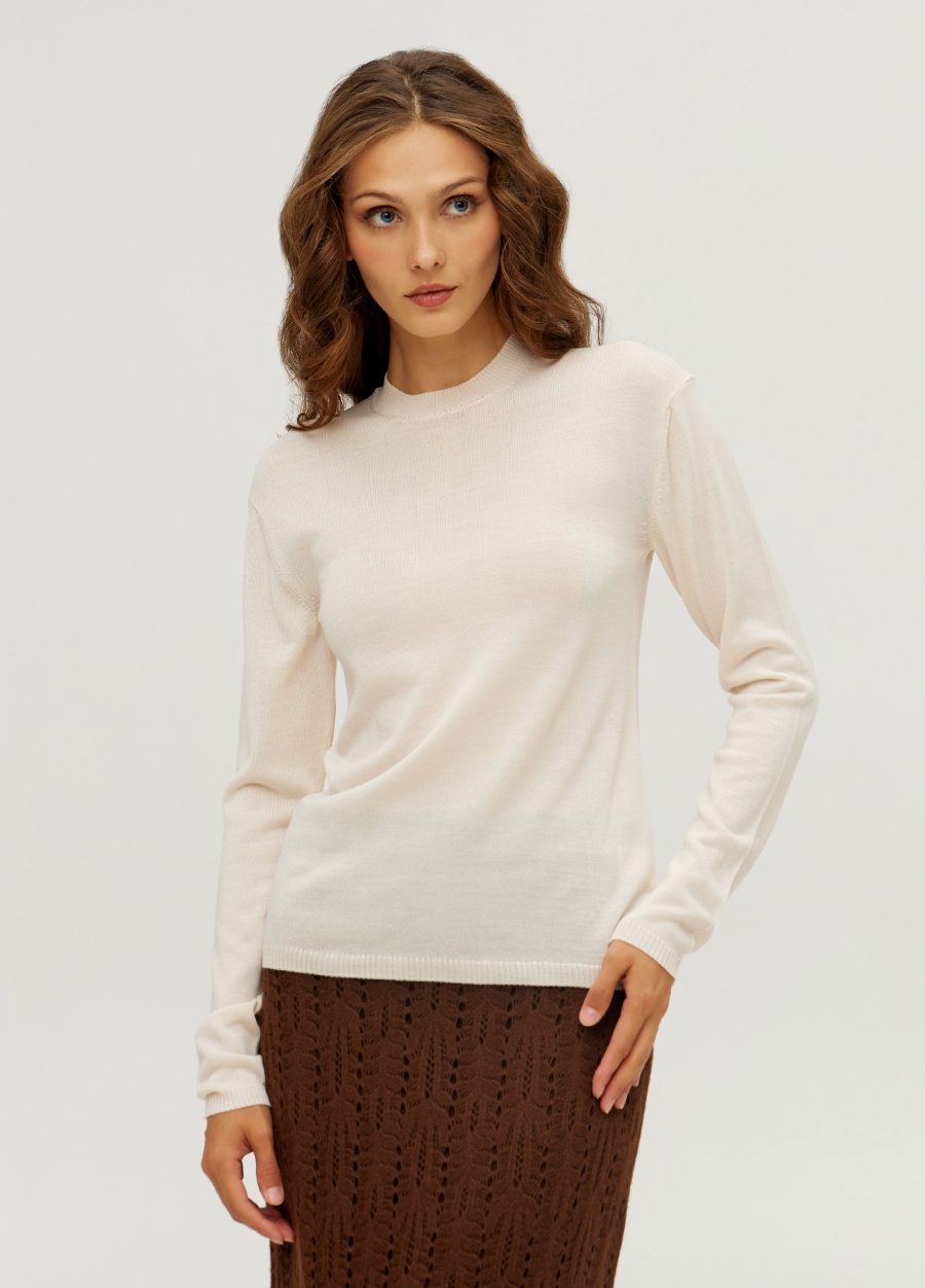 CREAM SWEATSHIRT women's knit long sleeve merino wool 5085-Collections_Essentials_3