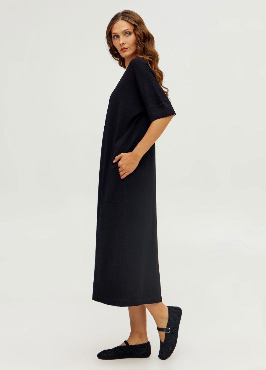 DRESS BLACK knitted straight cut 5093-Collections_Dresses_2