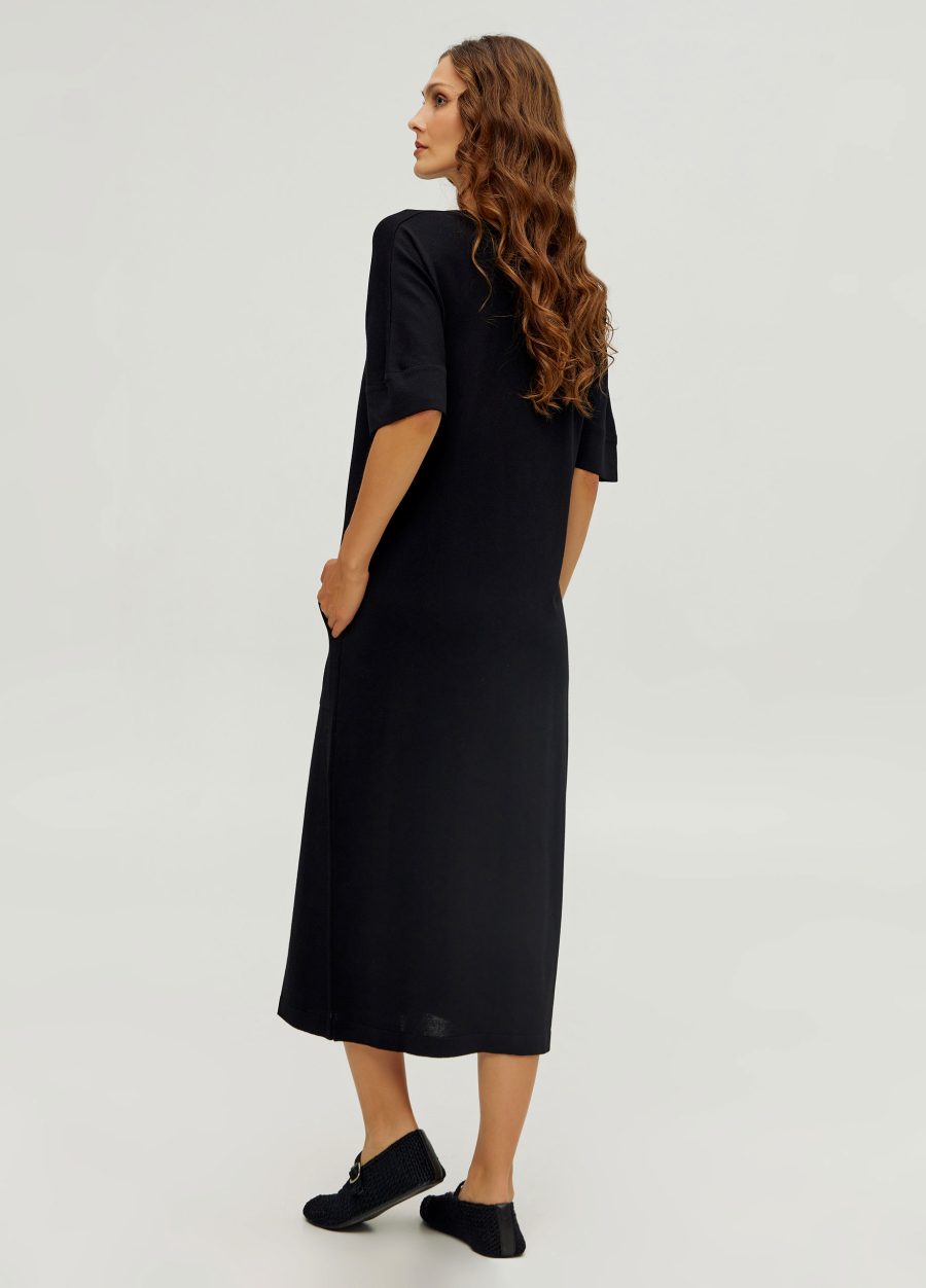 DRESS BLACK knitted straight cut 5093-Collections_Dresses_3